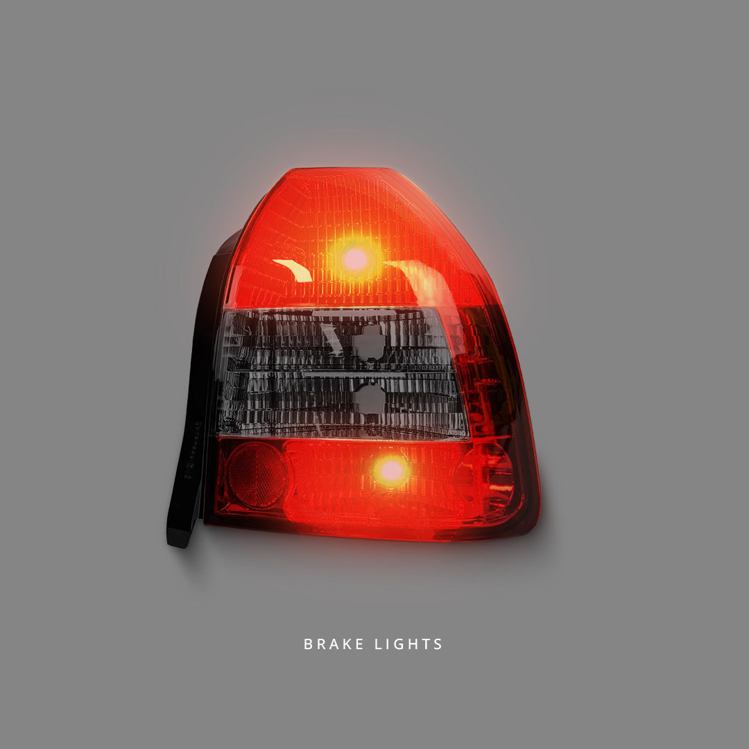 Honda Civic EK (1996 - 2000) Clear Red Tail Lights LH + RH