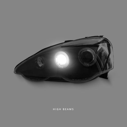 Honda Integra DC5 (2001 - 2003) Black LED Angel Eyes Projector Headlights LH + RH