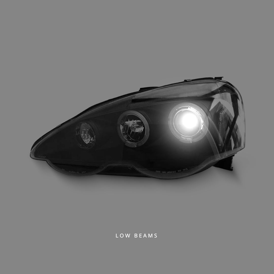 Honda Integra DC5 (2001 - 2003) Black LED Angel Eyes Projector Headlights LH + RH