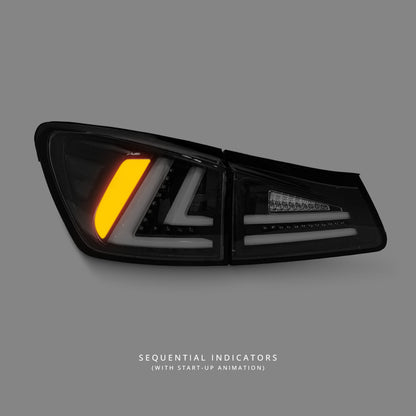 Lexus IS GSE20 / GSE21 / USE20 (2005 - 2013) Sequential Spec D Black LED Tail Lights LH + RH