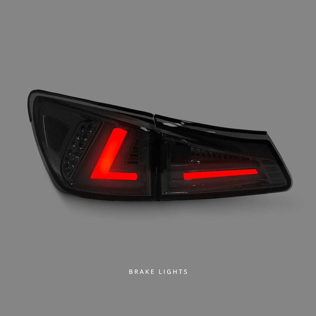 Lexus IS GSE20 / GSE21 / USE20 (2005 - 2013) Smoke Black LED Light Bar Tail Lights LH + RH