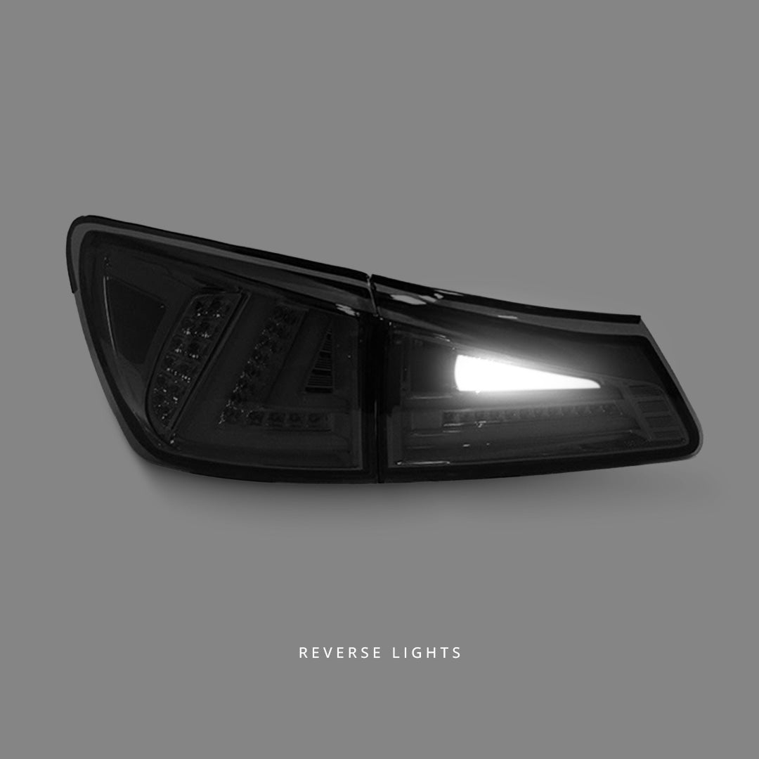 Lexus IS GSE20 / GSE21 / USE20 (2005 - 2013) Smoke Black LED Light Bar Tail Lights LH + RH