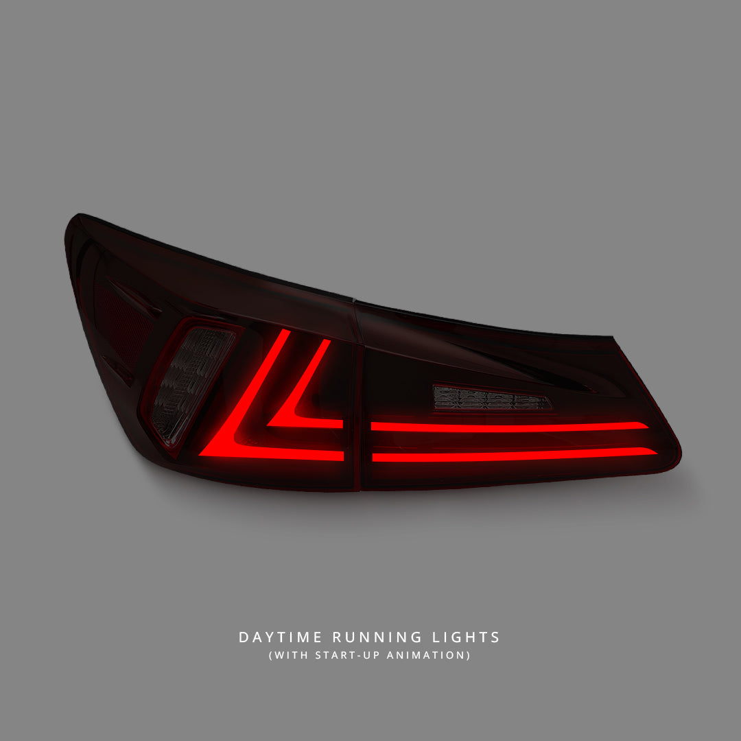 Lexus IS GSE20 / GSE21 / USE20 (2005 - 2013) Sequential Clear Red Full LED Light Bar Tail Lights LH + RH