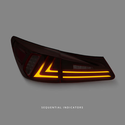Lexus IS GSE20 / GSE21 / USE20 (2005 - 2013) Sequential Clear Red Full LED Light Bar Tail Lights LH + RH