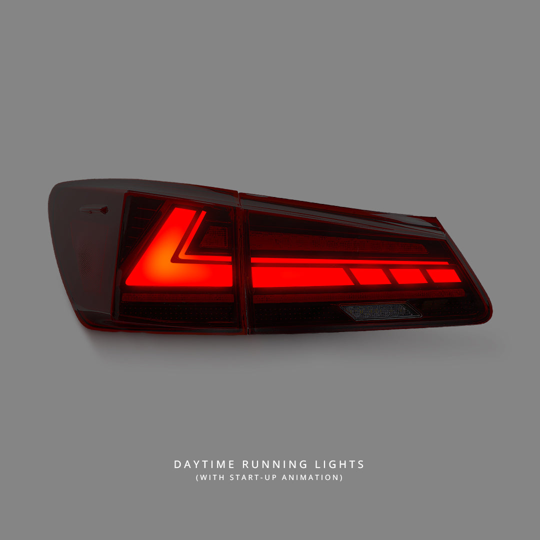 Lexus IS GSE20 / GSE21 / USE20 (2005 - 2013) Sequential V2 3D Clear Red LED Light Bar Tail Lights LH + RH