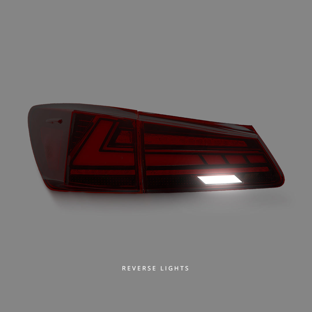 Lexus IS GSE20 / GSE21 / USE20 (2005 - 2013) Sequential V2 3D Clear Red LED Light Bar Tail Lights LH + RH
