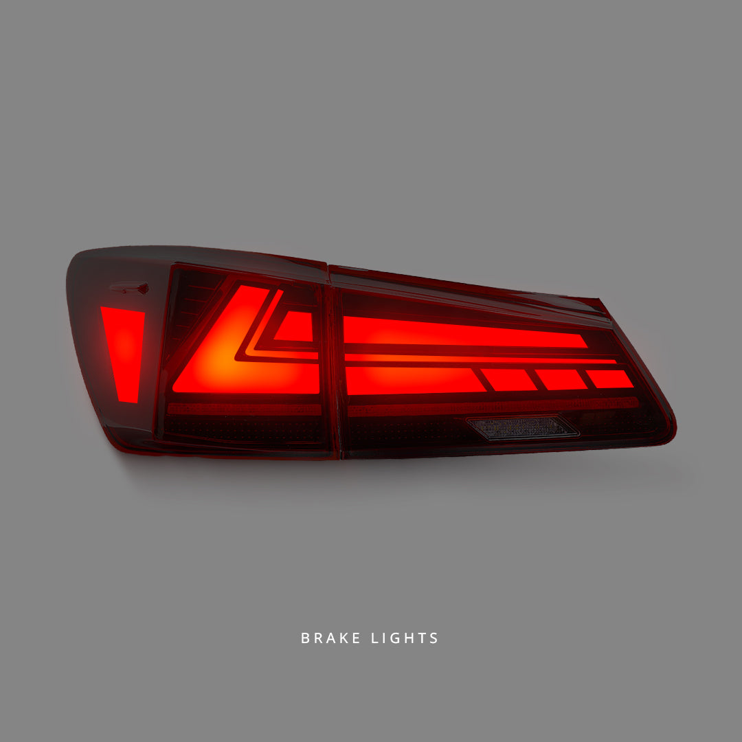 Lexus IS GSE20 / GSE21 / USE20 (2005 - 2013) Sequential V2 3D Clear Red LED Light Bar Tail Lights LH + RH