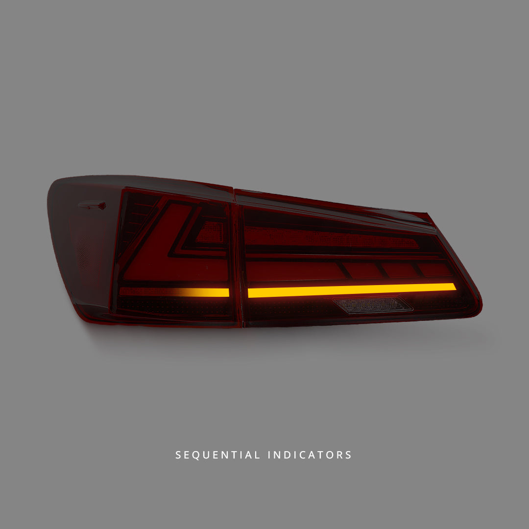 Lexus IS GSE20 / GSE21 / USE20 (2005 - 2013) Sequential V2 3D Clear Red LED Light Bar Tail Lights LH + RH