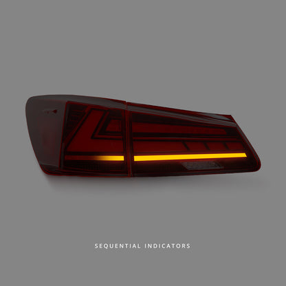 Lexus IS GSE20 / GSE21 / USE20 (2005 - 2013) Sequential V2 3D Clear Red LED Light Bar Tail Lights LH + RH