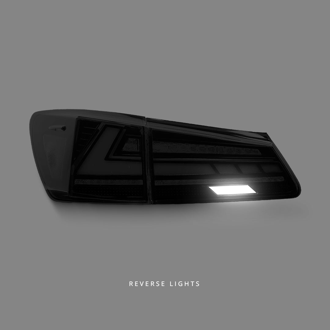 Lexus IS GSE20 / GSE21 / USE20 (2005 - 2013) Sequential V2 3D Smoked LED Light Bar Tail Lights LH + RH