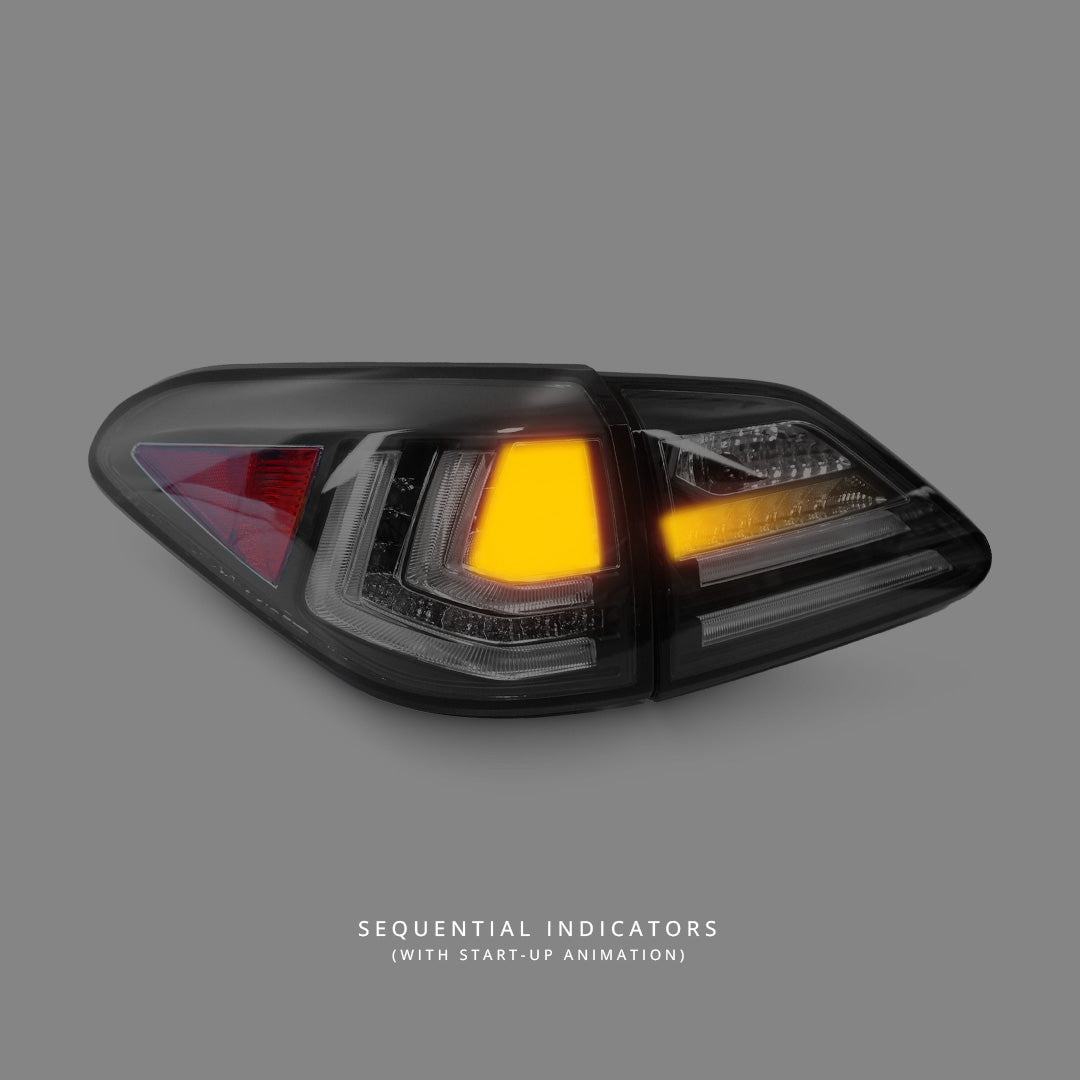 Lexus RX450h GYL (2009 - 2015) Sequential Black 3D LED Tail Lights LH + RH