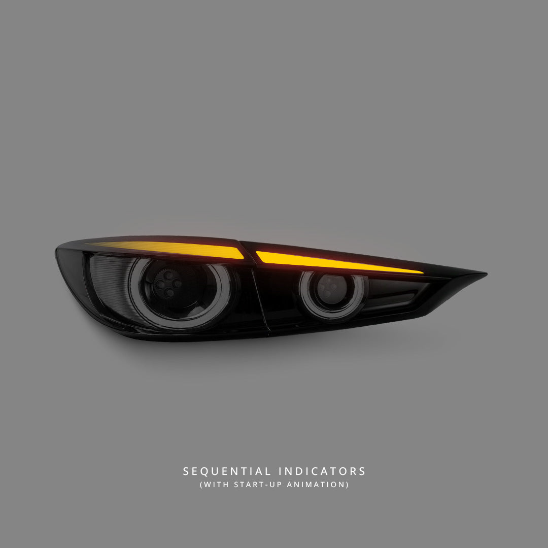 Mazda 3 BM / BN (2014 - 2018) Sequential Smoke 3D LED Stripe Tail Lights LH + RH
