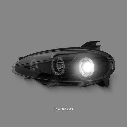 Mazda MX-5 NB Series 2 (2001 - 2005) Black LED Angel Eyes Projector Headlights LH + RH