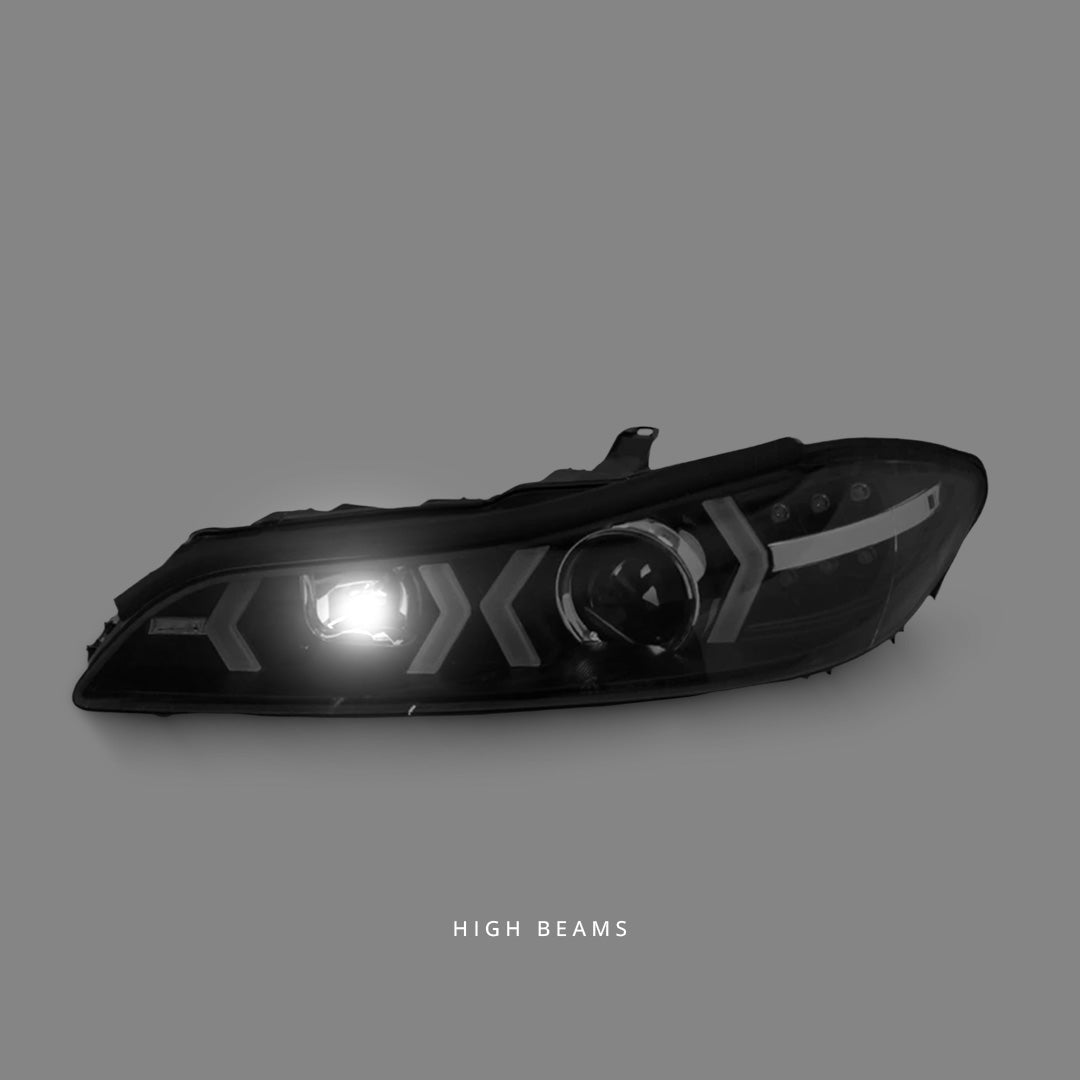 Nissan 200SX S15 (1999 - 2002) Black 3D LED DRL Projector Headlights LH + RH