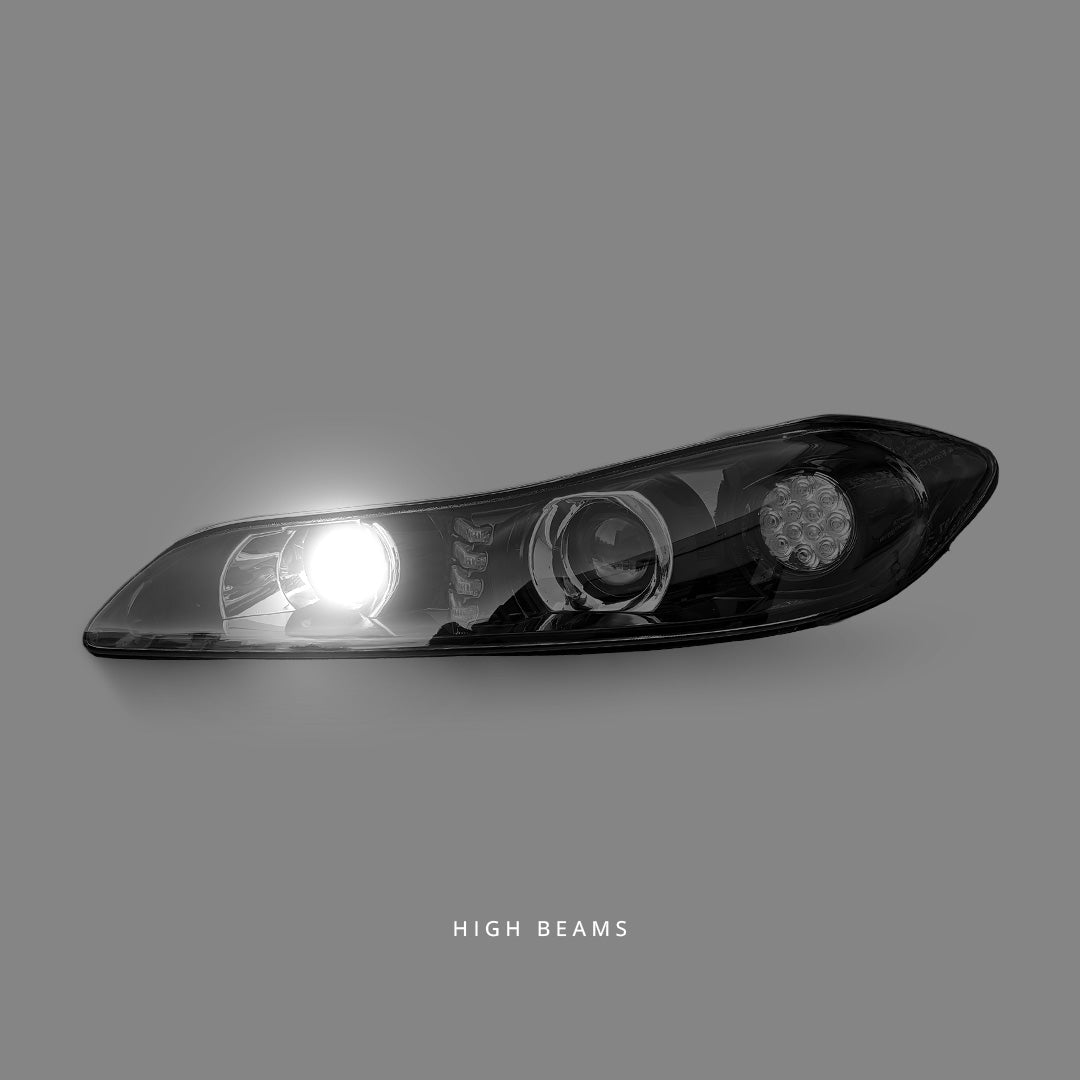 Nissan Silvia S15 (1999 - 2002) Black Dual LED Projector Headlights LH + RH