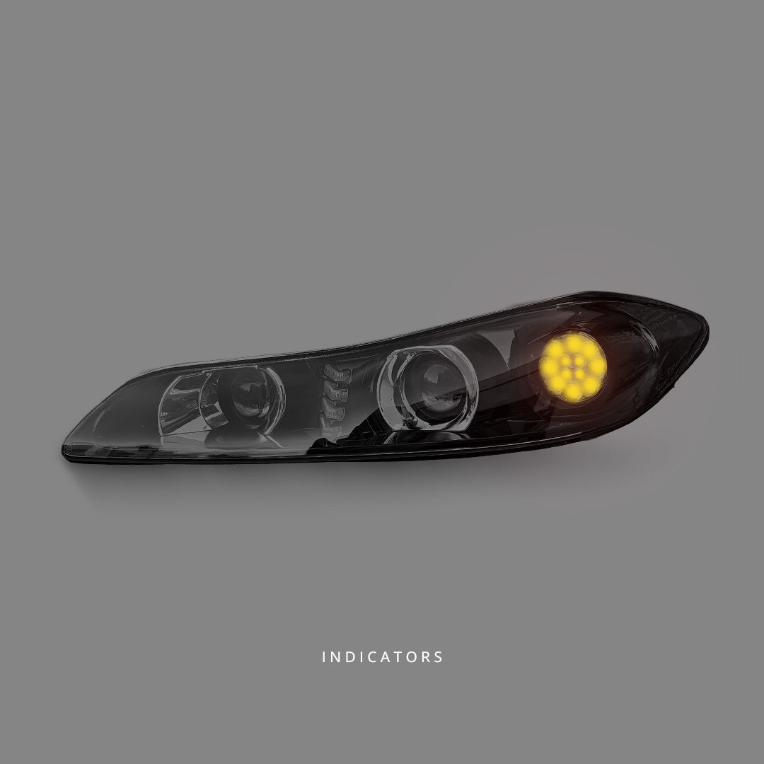 Nissan 200SX S15 (1999 - 2002) Black Dual LED Projector Headlights LH + RH