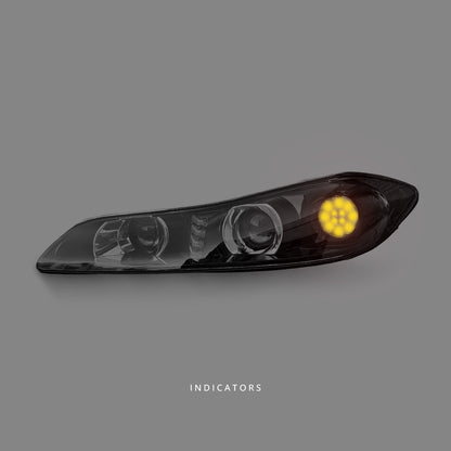 Nissan 200SX S15 (1999 - 2002) Black Dual LED Projector Headlights LH + RH