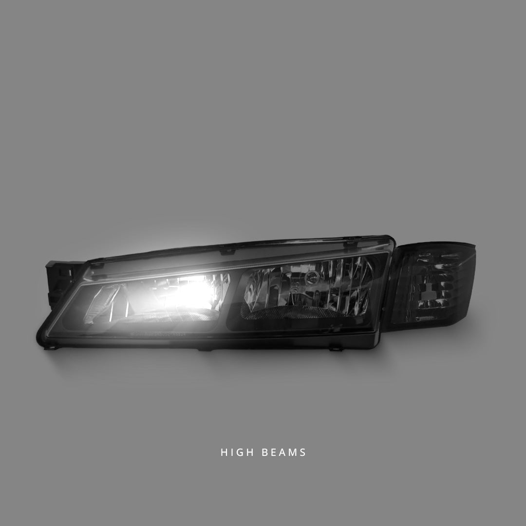 Nissan 200SX S14 Series 2 (1996 - 1998) Black OEM Style Headlights & Corner Lights LH + RH