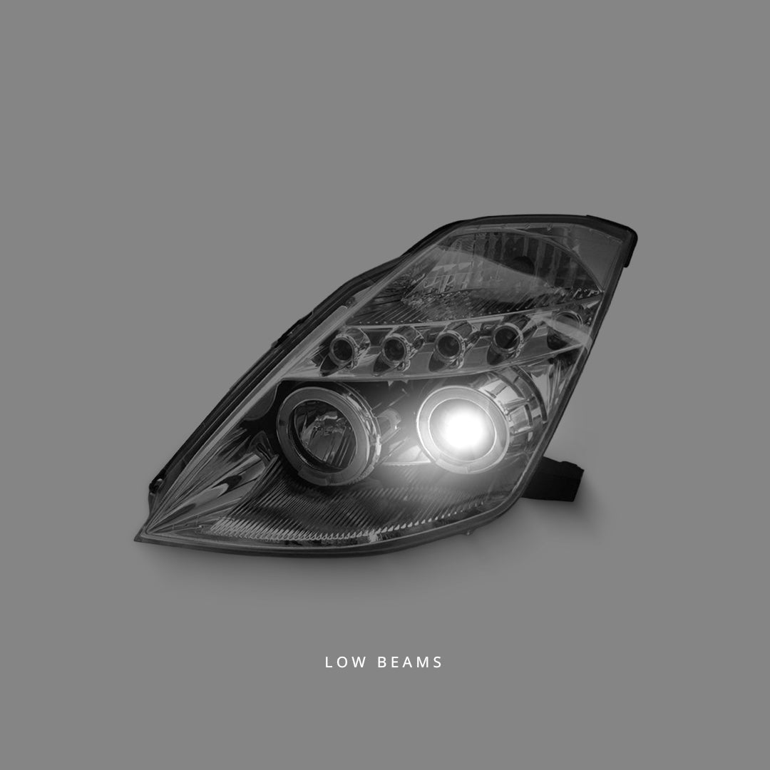 Nissan 350Z / Z33 Fairlady (2003 - 2005) Clear LED DRL Angel Eyes Projector Headlights LH + RH