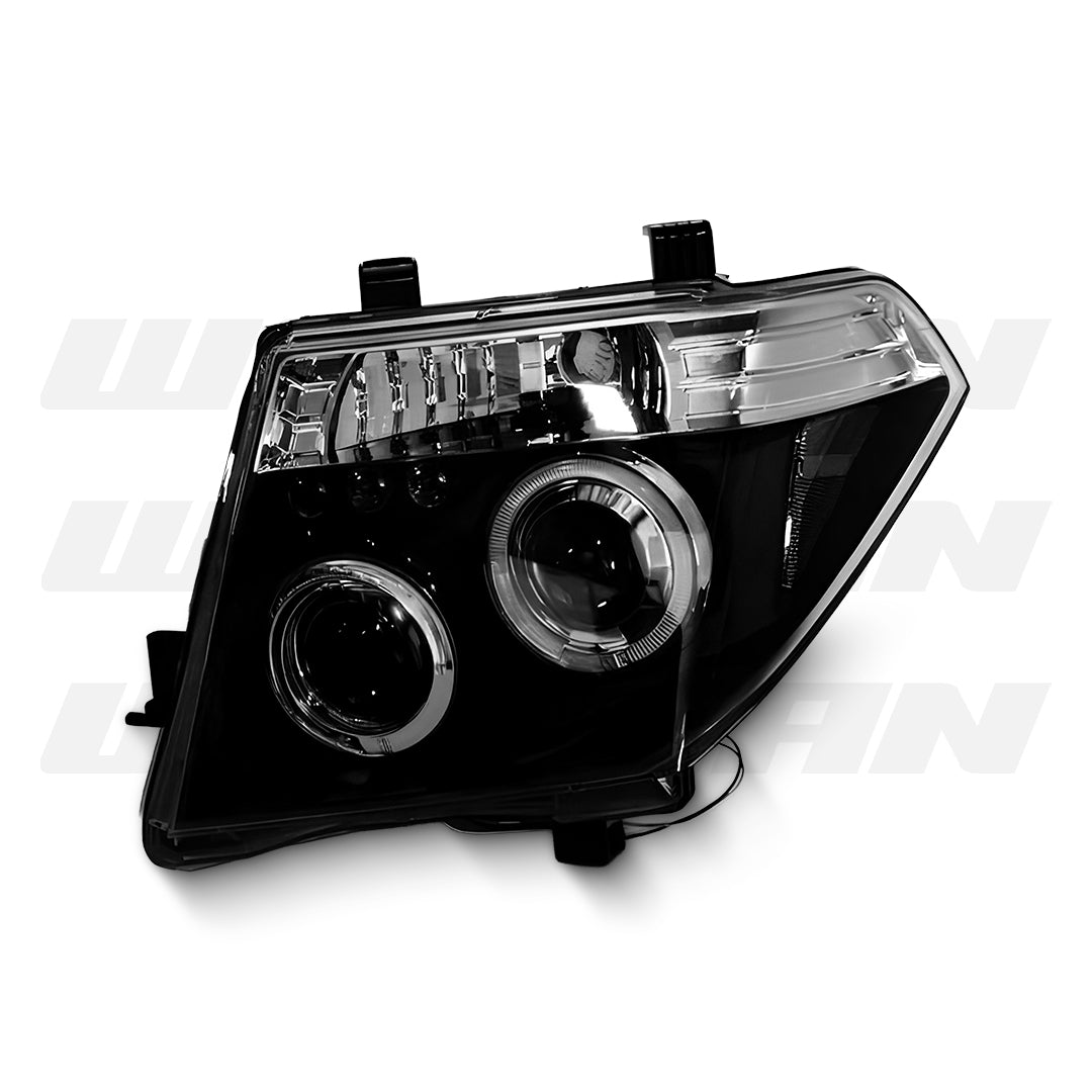 Nissan Navara D40 2-Door / 4-Door (2005 - 2014) Black LED Angel Eyes Headlights LH + RH