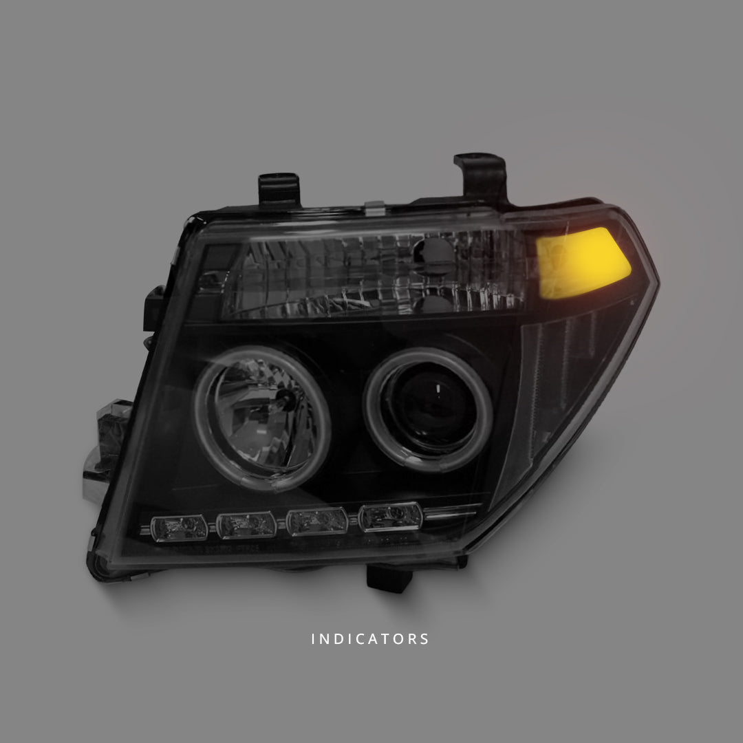 Nissan Pathfinder R51 (2005 - 2009) Black Dual LED Angel Eyes Projector Headlights LH + RH