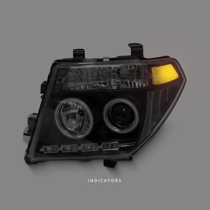 Nissan Pathfinder R51 (2005 - 2009) Black Dual LED Angel Eyes Projector Headlights LH + RH
