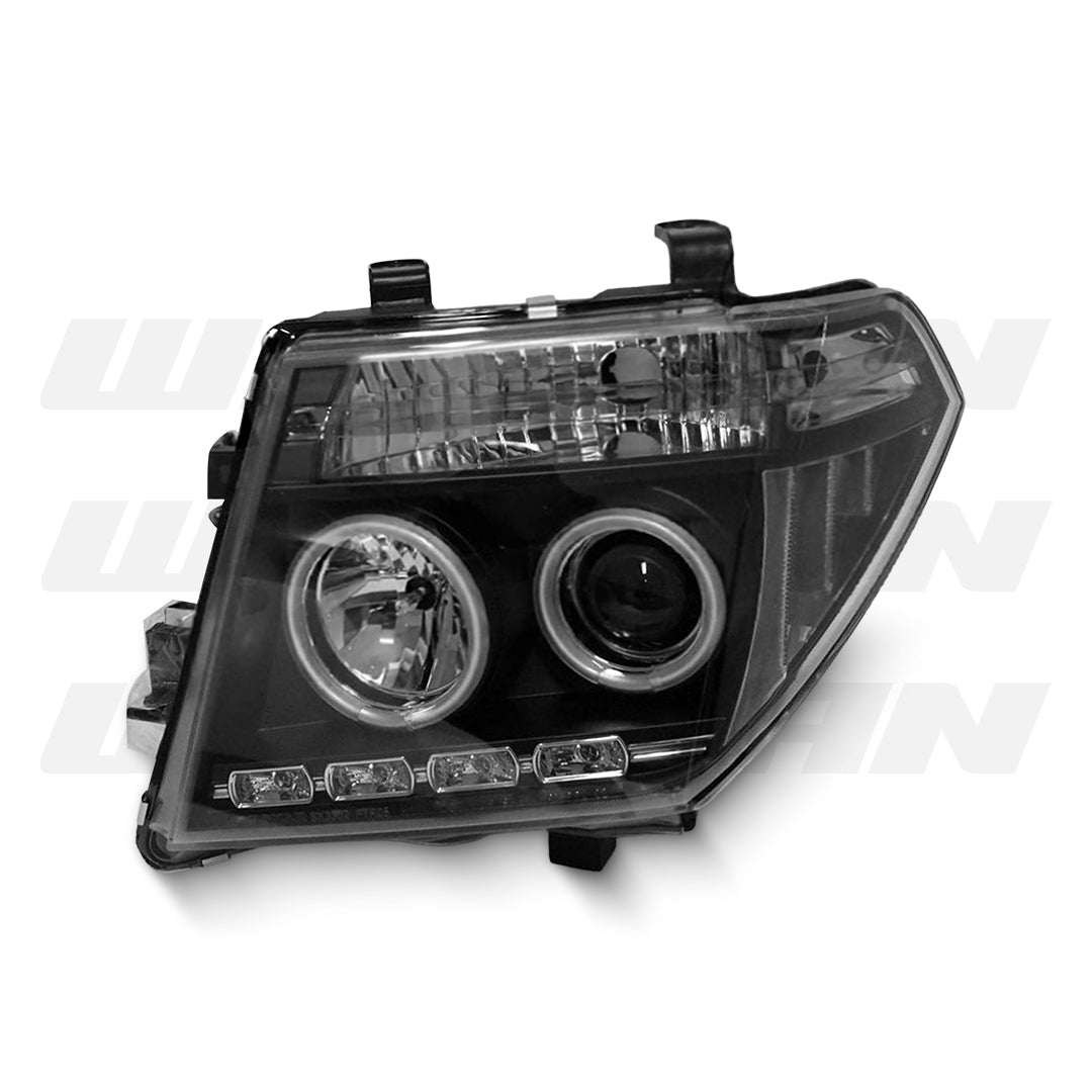 Nissan Pathfinder R51 (2005 - 2009) Black Dual LED Angel Eyes Projector Headlights LH + RH