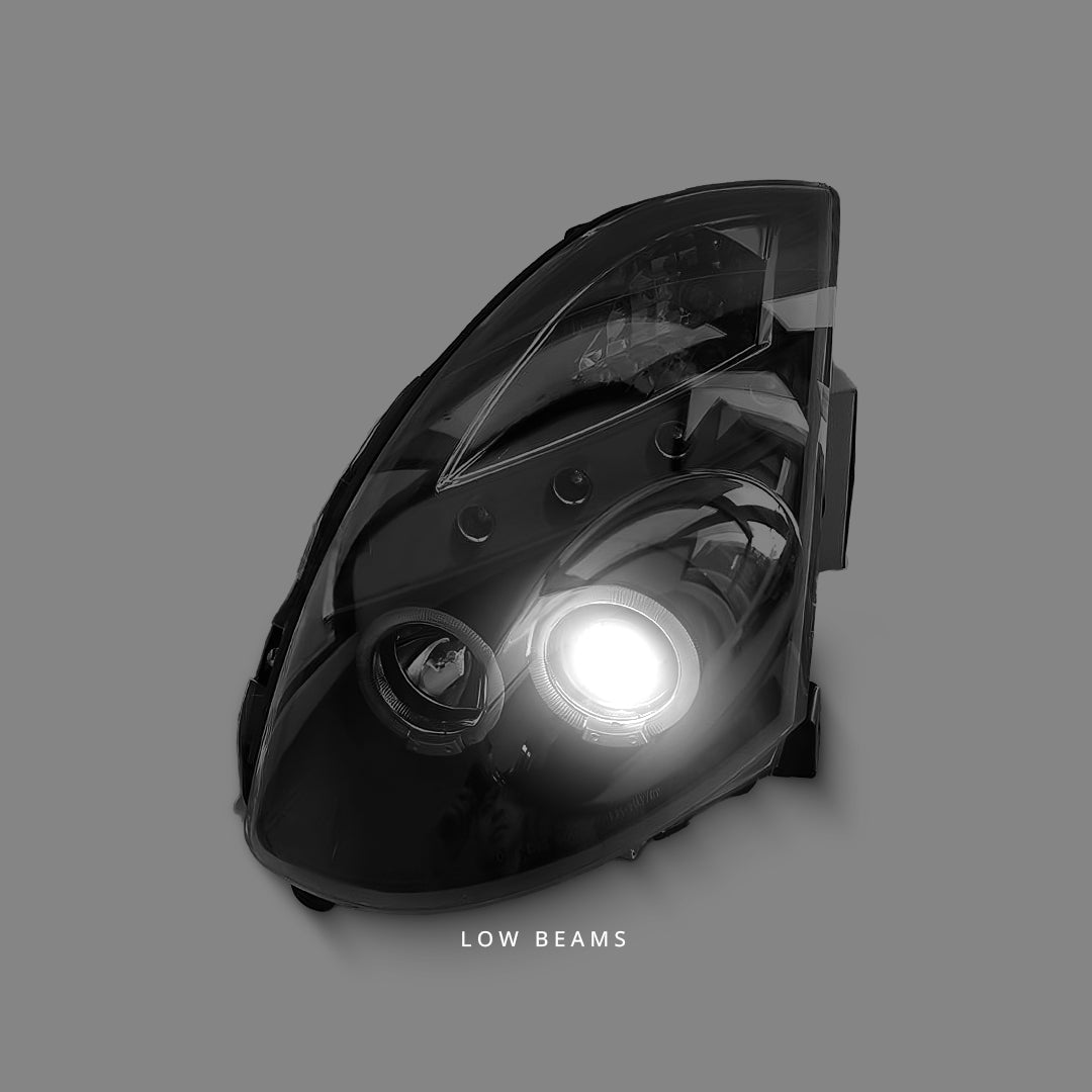 Infiniti G-Line G35 (2001 - 2006) Black LED DRL Angel Eyes Projector Headlights LH + RH