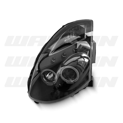 Nissan Skyline V35 350GT Coupe (2001 - 2006) Black LED DRL Angel Eyes Projector Headlights LH + RH
