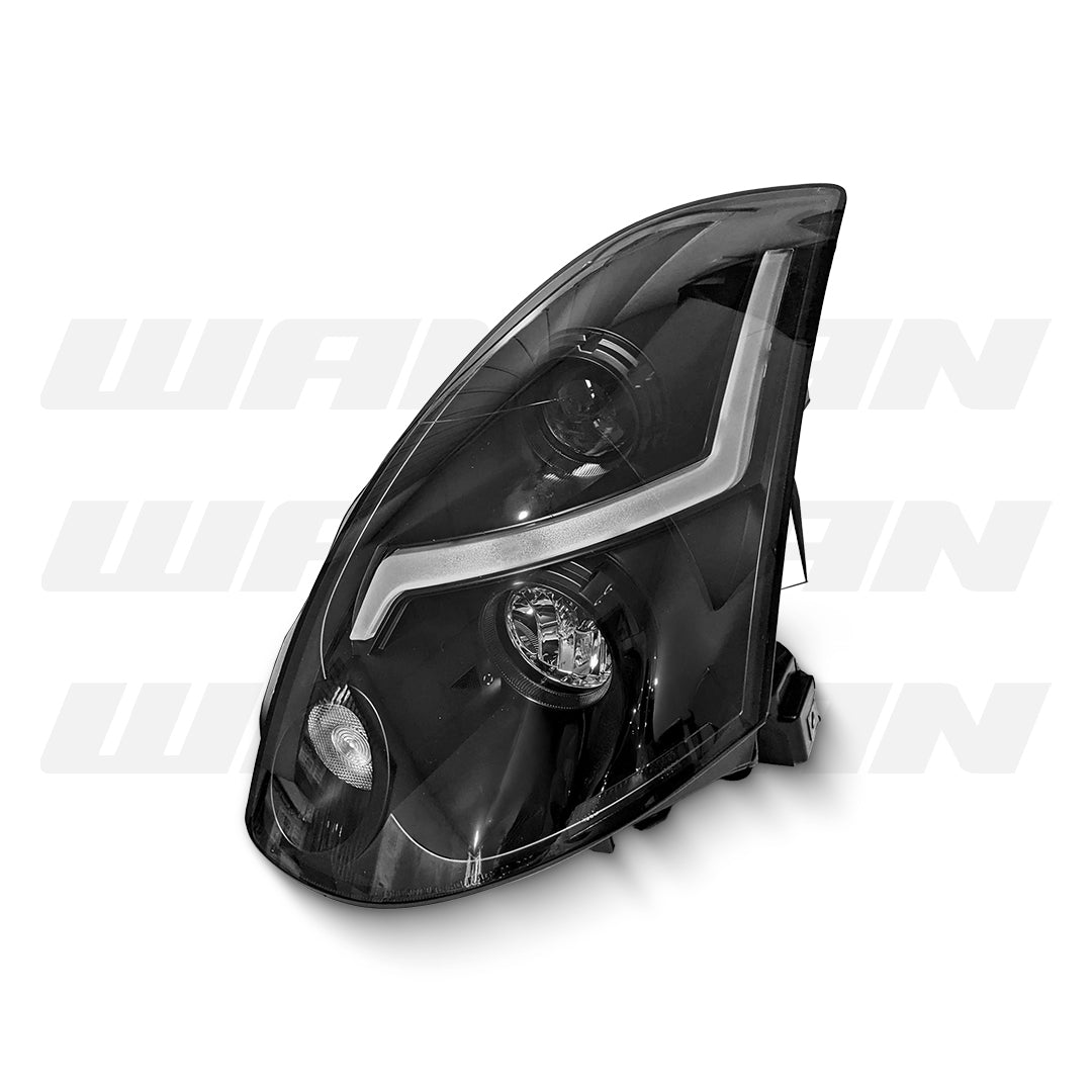 Nissan Skyline V35 350GT Coupe (2001 - 2006) Black 3D LED DRL Projector Headlights LH + RH
