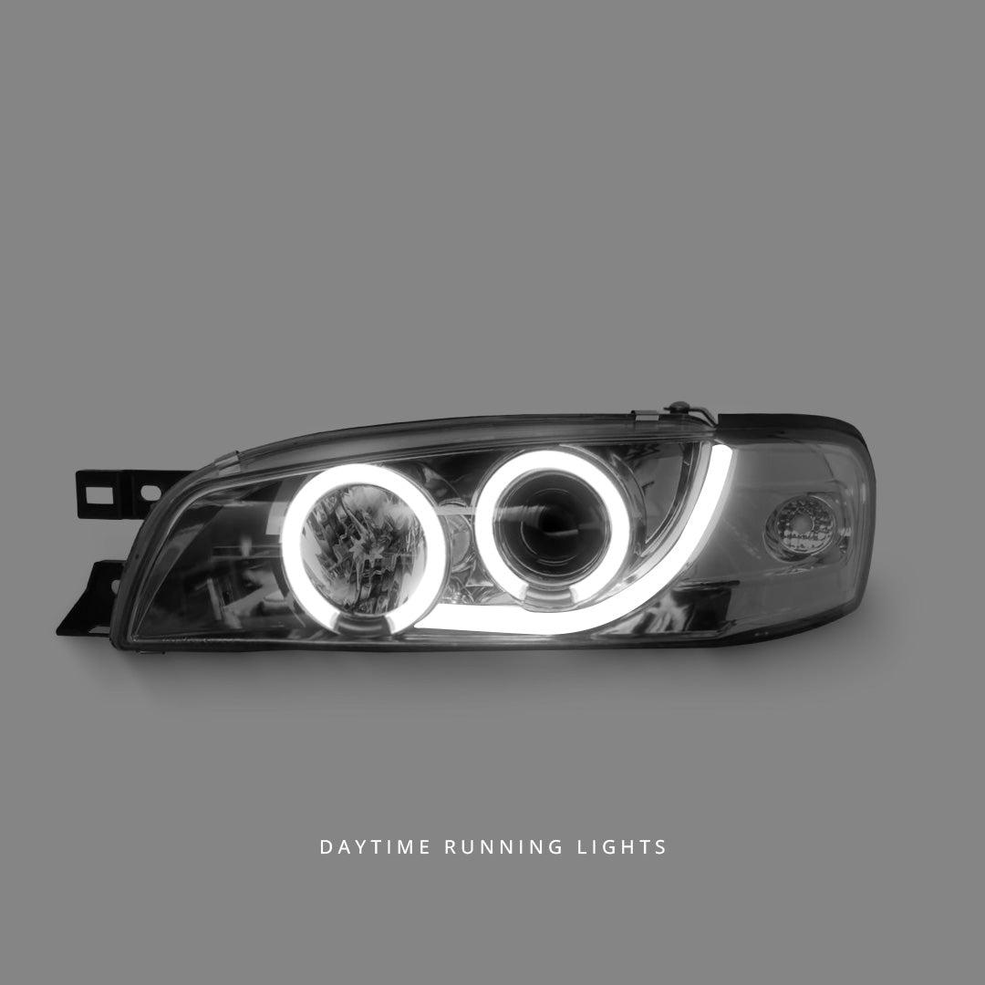 Subaru Impreza GC8 Sedan (1992 - 2000) Chrome CCFL DRL Projector Headlights LH + RH
