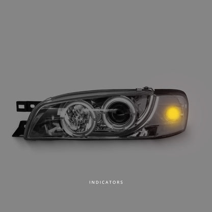 Subaru Impreza GC8 Sedan (1992 - 2000) Chrome CCFL DRL Projector Headlights LH + RH