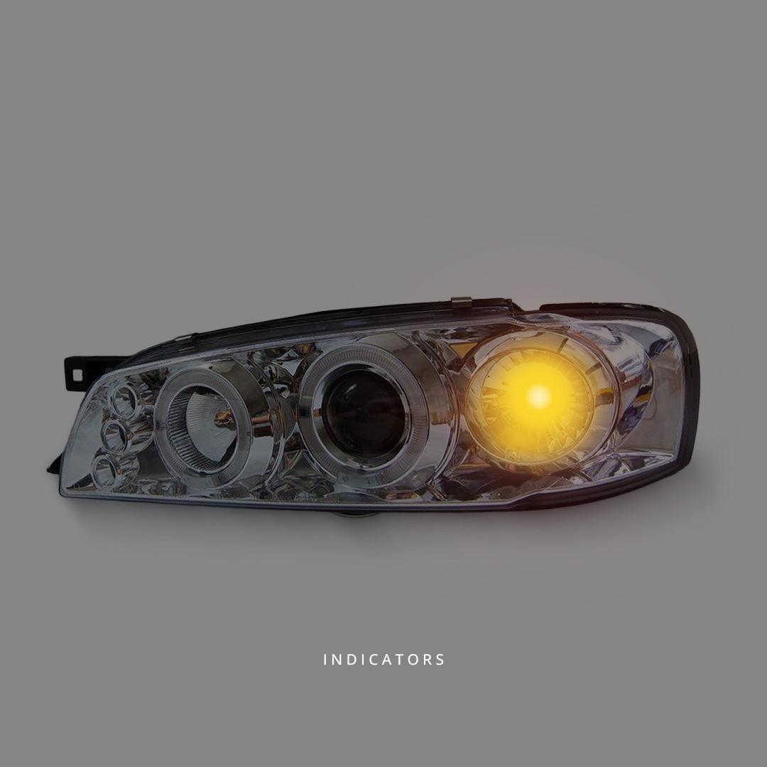 Subaru Impreza GC8 Sedan (1992 - 2000) Clear LED Angel Eyes Projector Headlights LH + RH