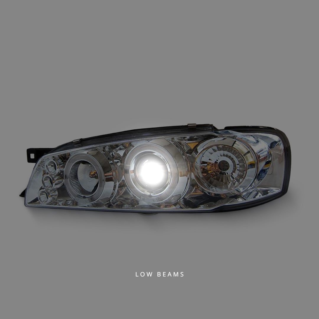 Subaru Impreza GC8 Sedan (1992 - 2000) Clear LED Angel Eyes Projector Headlights LH + RH