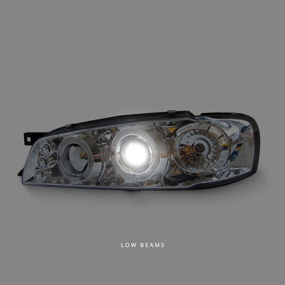 Subaru Impreza GC8 Sedan (1992 - 2000) Clear LED Angel Eyes Projector Headlights LH + RH