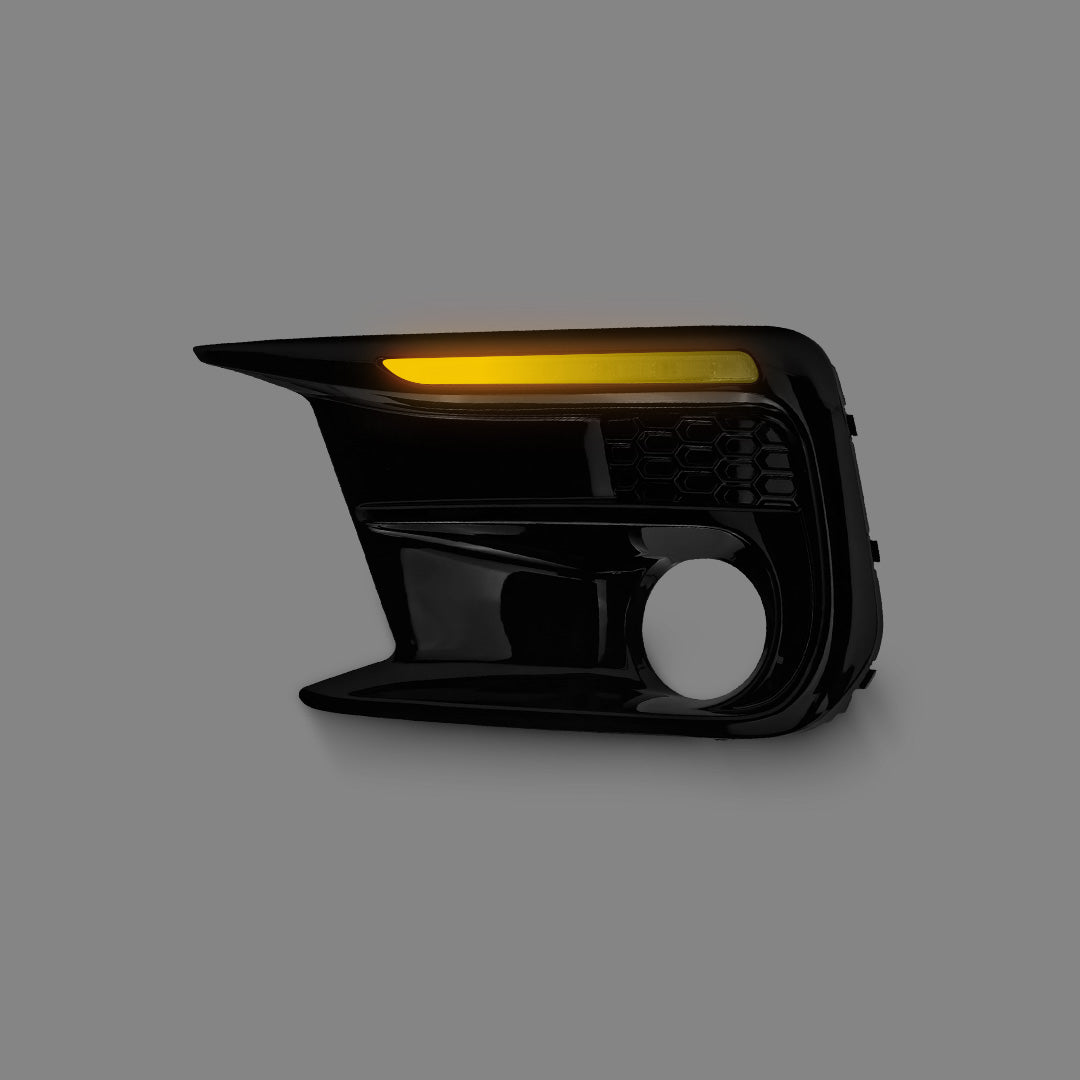 Subaru WRX VA (2018 - 2021) Sequential Black LED DRL Turn Signal Fog Light Bezels LH + RH
