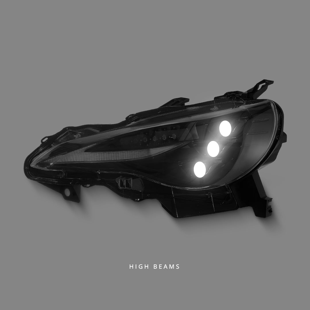 Subaru BRZ 1st Gen (2012 - 2020) Sequential Black 3D V2 Triple LED DRL Projector Headlights LH + RH