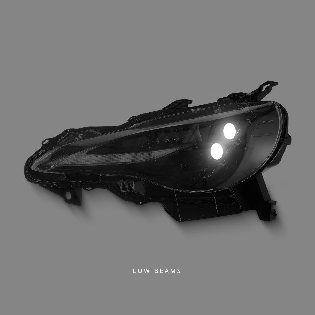Subaru BRZ 1st Gen (2012 - 2020) Sequential Black 3D V2 Triple LED DRL Projector Headlights LH + RH