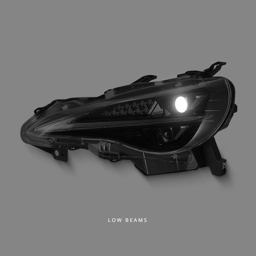 Subaru BRZ 1st Gen (2012 - 2020) Sequential Black 3D V2 Triple LED DRL Projector Headlights LH + RH