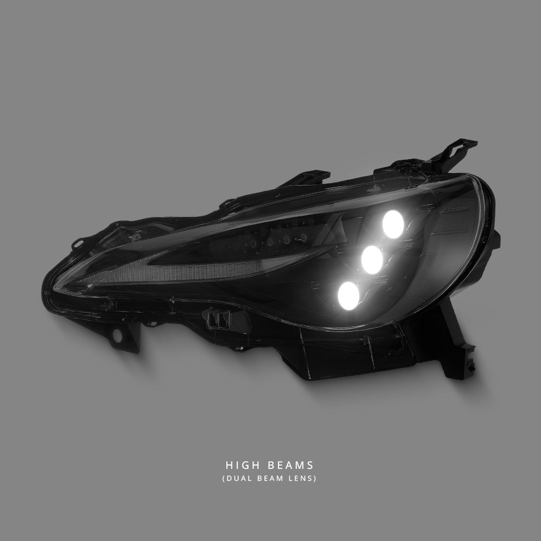 Subaru BRZ 1st Gen (2012 - 2020) Sequential Black 3D V2 Triple LED DRL RGB Projector Headlights LH + RH
