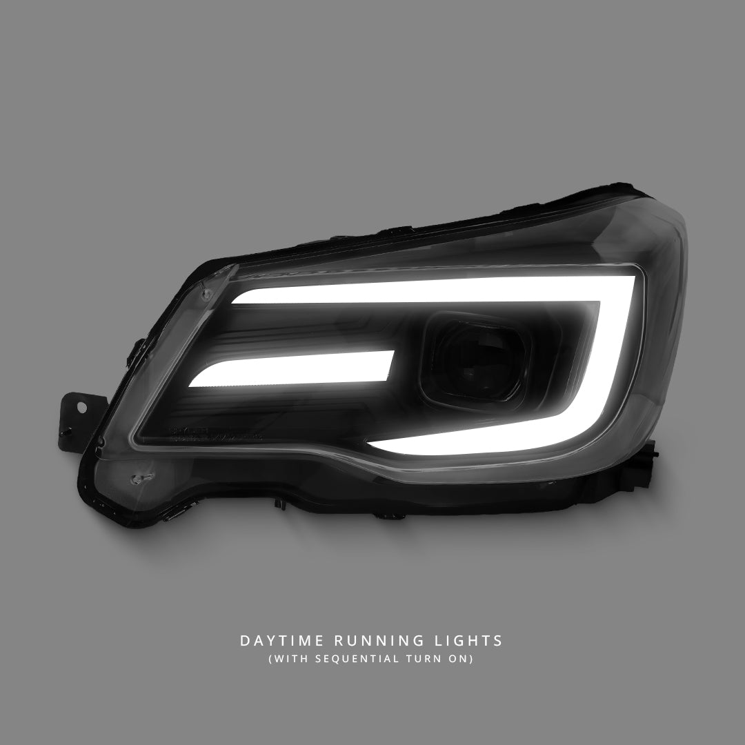 Subaru Forester SJ (2013 - 2018) Sequential Black LED DRL Projector Headlights LH + RH