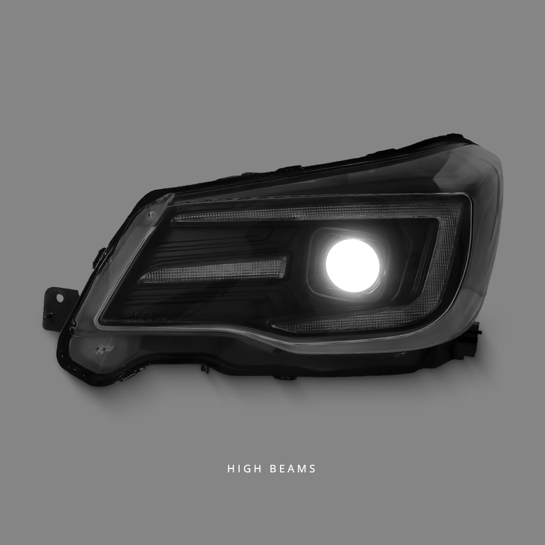 Subaru Forester SJ (2013 - 2018) Sequential Black LED DRL Projector Headlights LH + RH