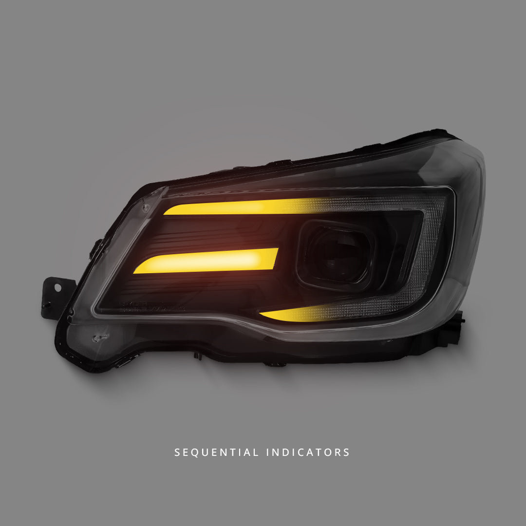 Subaru Forester SJ (2013 - 2018) Sequential Black LED DRL Projector Headlights LH + RH