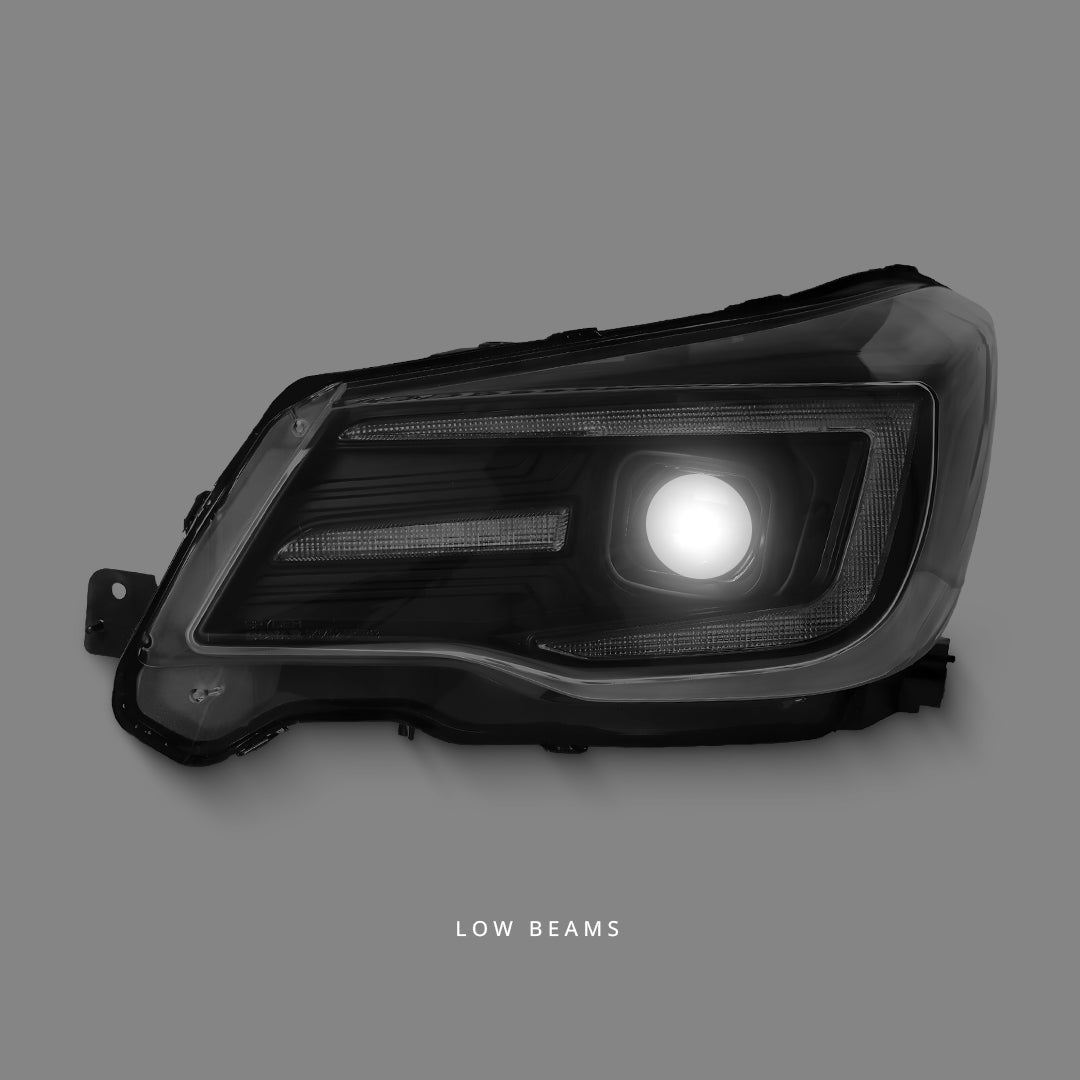 Subaru Forester SJ (2013 - 2018) Sequential Black LED DRL Projector Headlights LH + RH