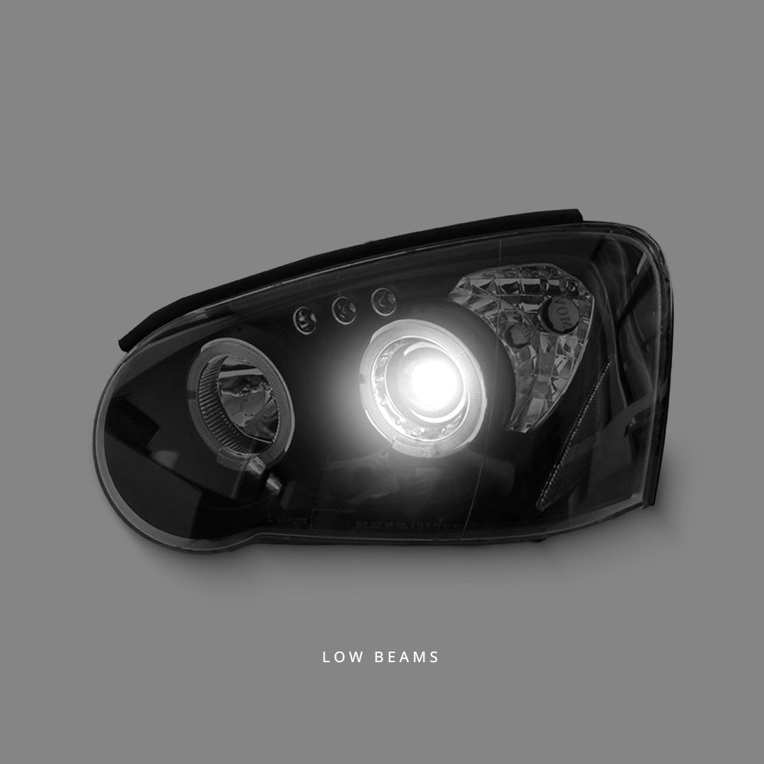 Subaru WRX STI GD (2003 - 2005) Black LED Angel Eyes Projector Headlights LH + RH
