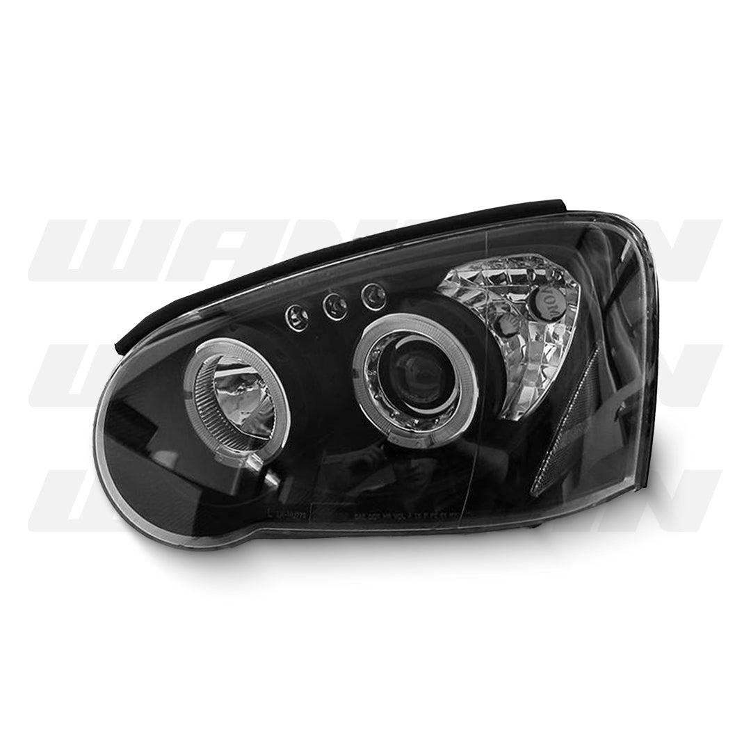 Subaru WRX STI GD (2003 - 2005) Black LED Angel Eyes Projector Headlights LH + RH