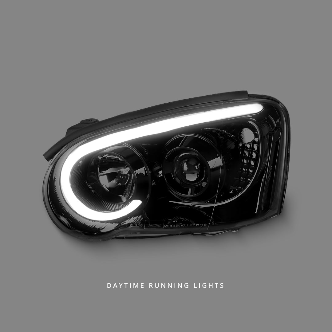 Subaru Impreza GD / GG (2003 - 2005) Black 3D LED Angel Eyes Projector Headlights LH + RH