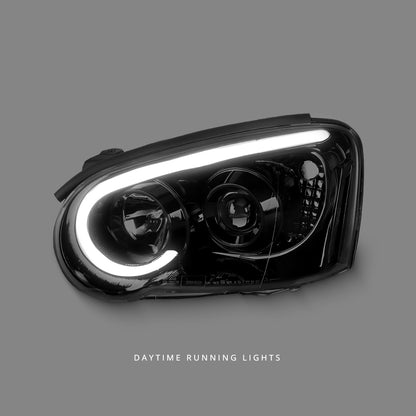 Subaru Impreza GD / GG (2003 - 2005) Black 3D LED Angel Eyes Projector Headlights LH + RH