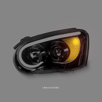 Subaru Impreza GD / GG (2003 - 2005) Black 3D LED Angel Eyes Projector Headlights LH + RH