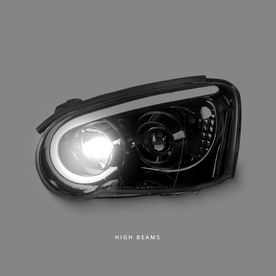 Subaru Impreza GD / GG (2003 - 2005) Black 3D LED Angel Eyes Projector Headlights LH + RH